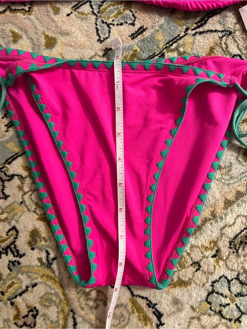 Lucky Brand avila hot Pink / green Two-Piece Bikini swimwear tassel new triangle